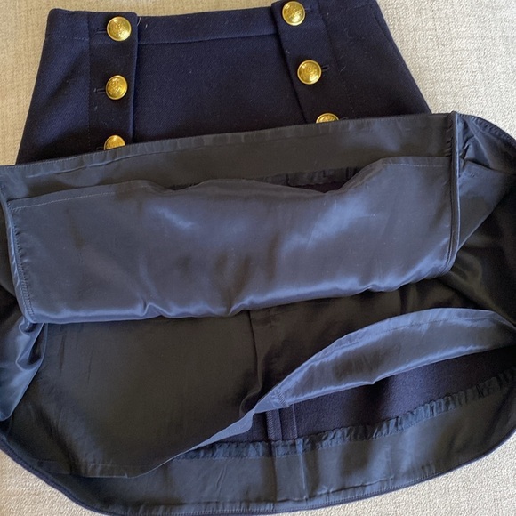 J. Crew Navy Wool Sailor Skirt With Gold Buttons - Picture 4 of 6